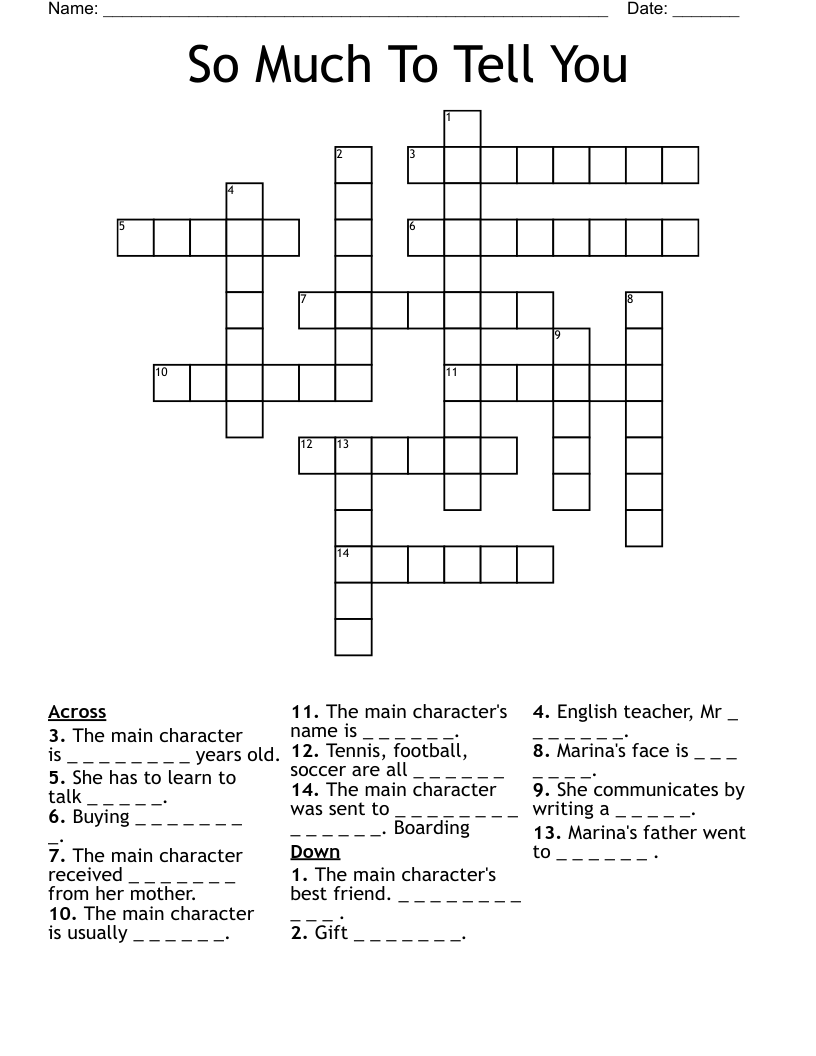 So Much To Tell You Crossword