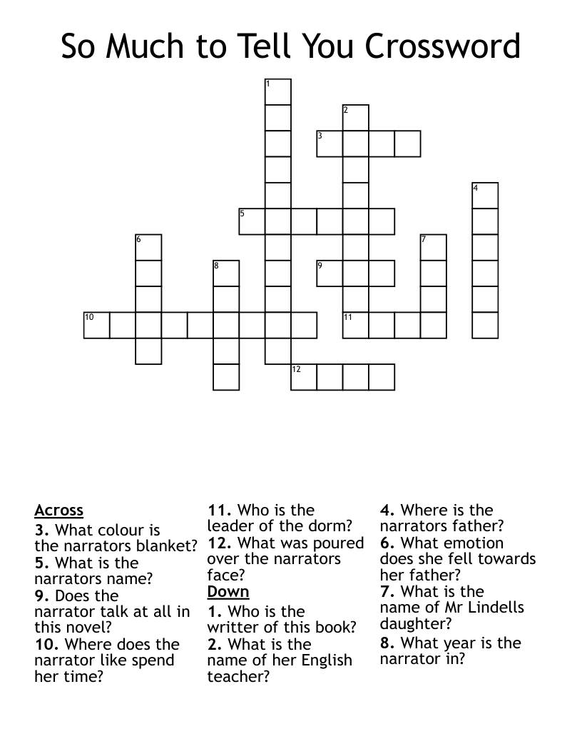 So Much to Tell You Crossword