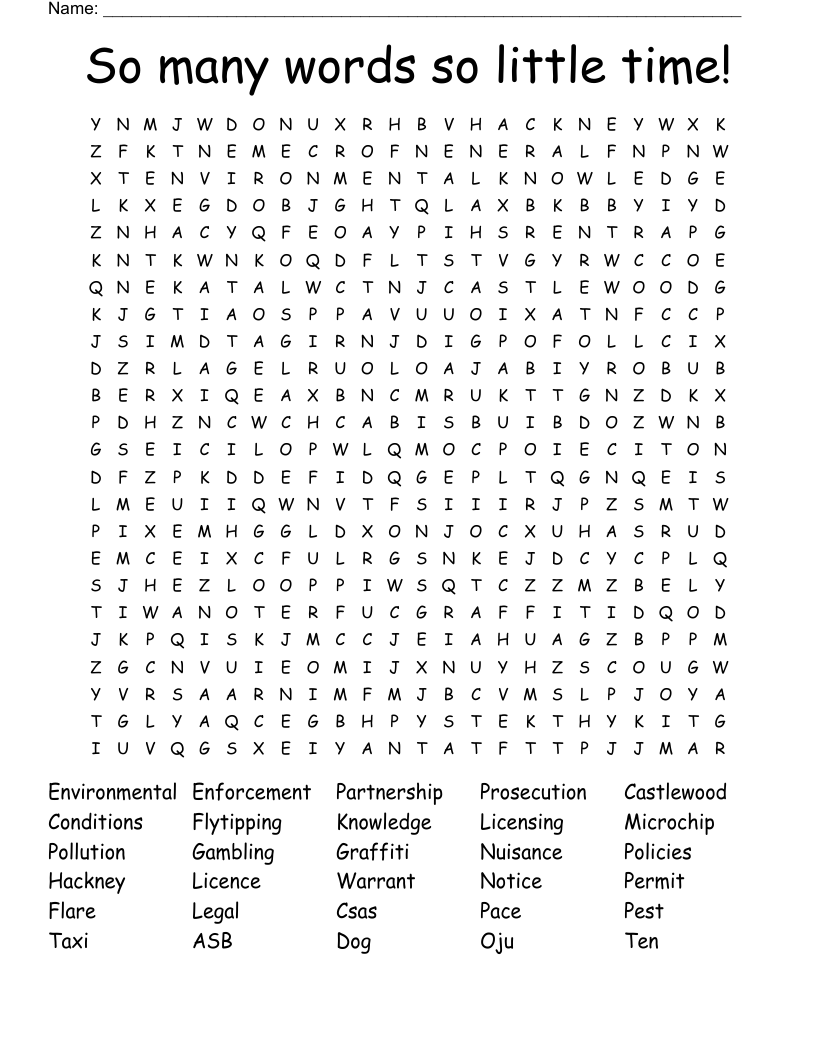 So many words so little time! Word Search