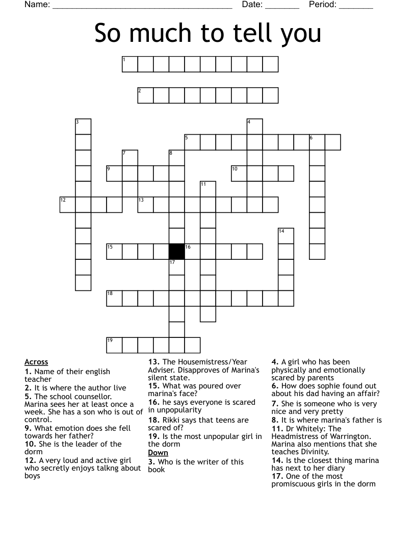 So much to tell you  Crossword