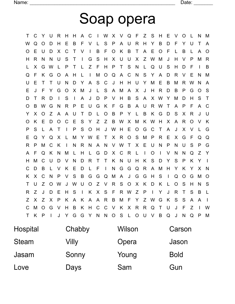 Soap opera Word Search