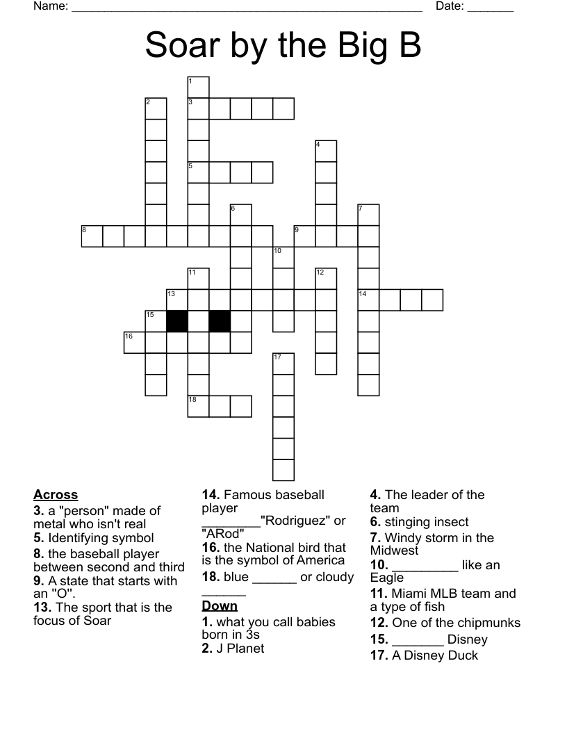 Soar by the Big B Crossword