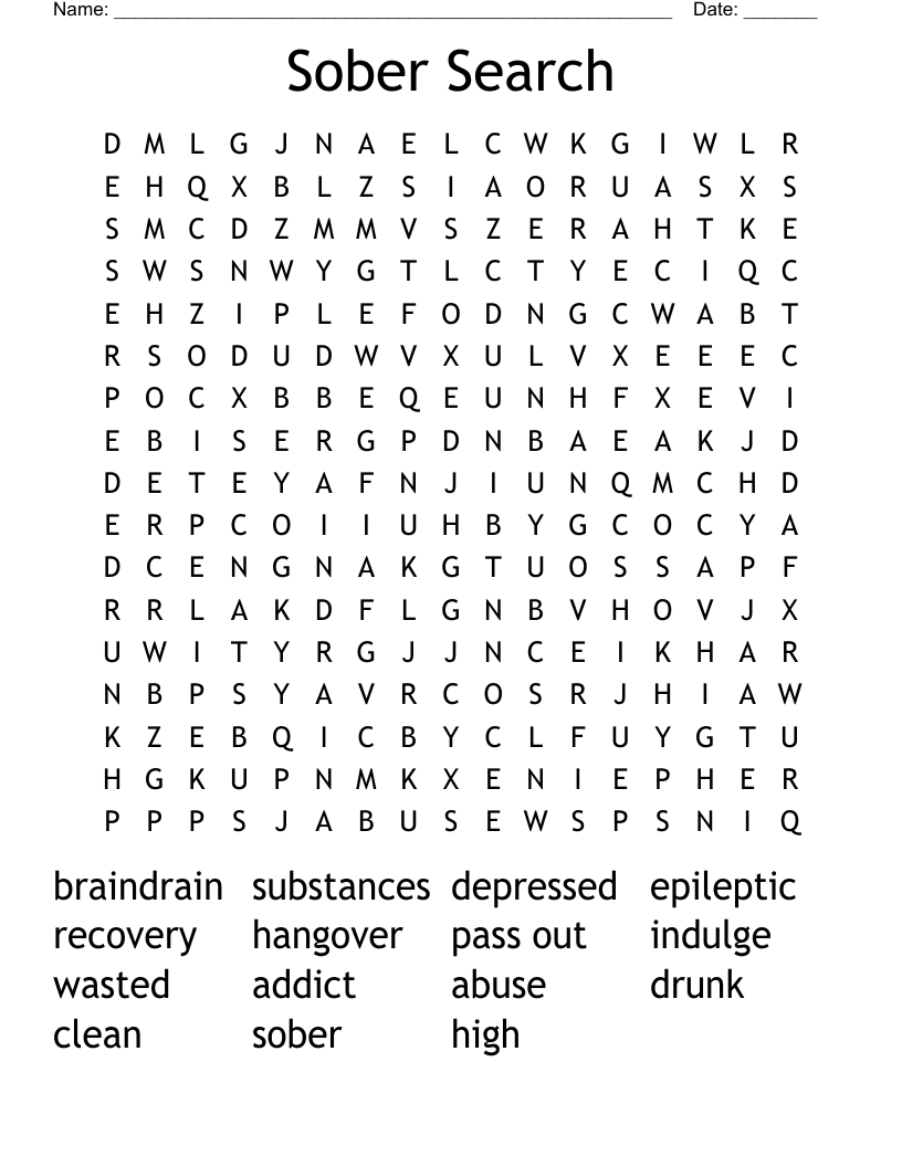 Sober Search Word Search