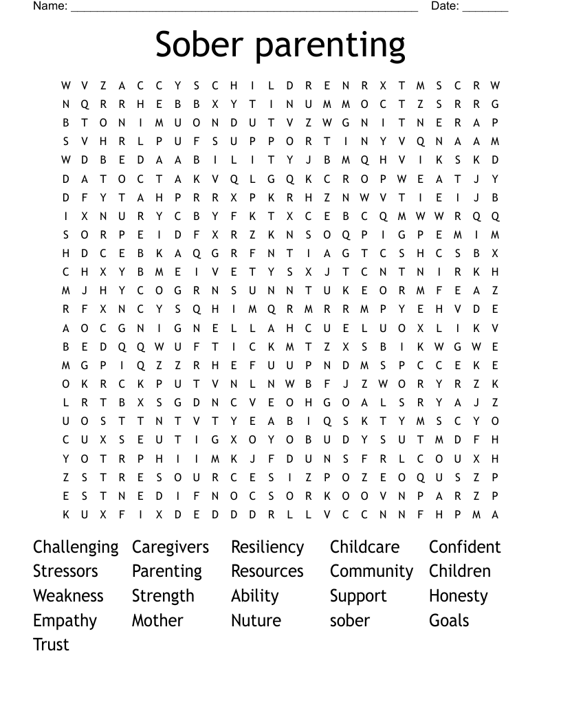 Sober parenting Word Search