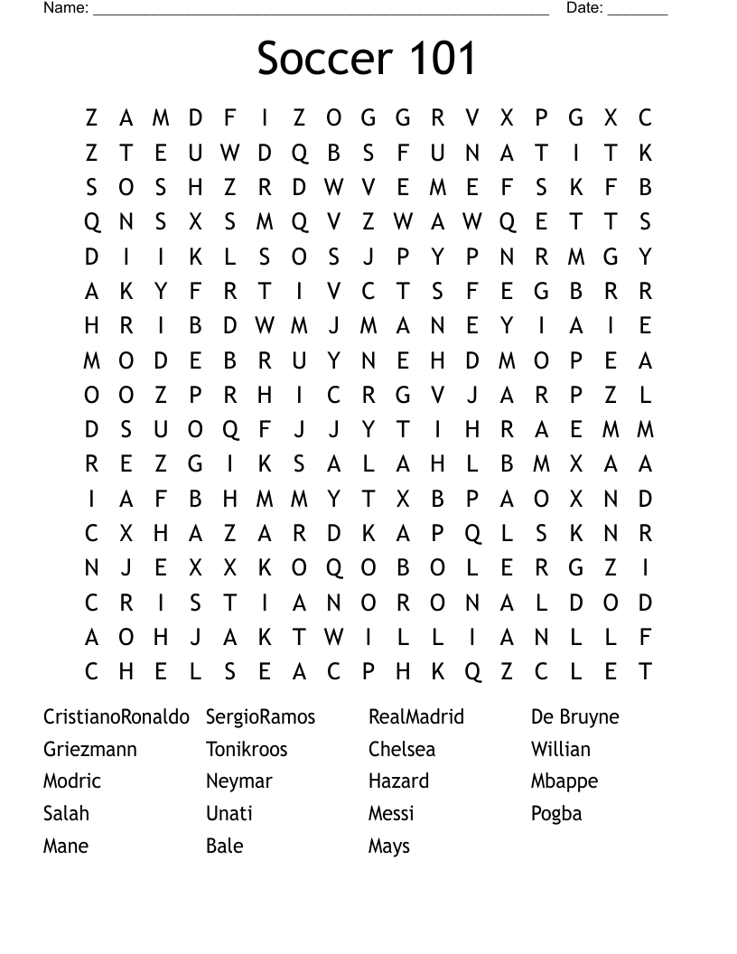 Soccer 101 Word Search