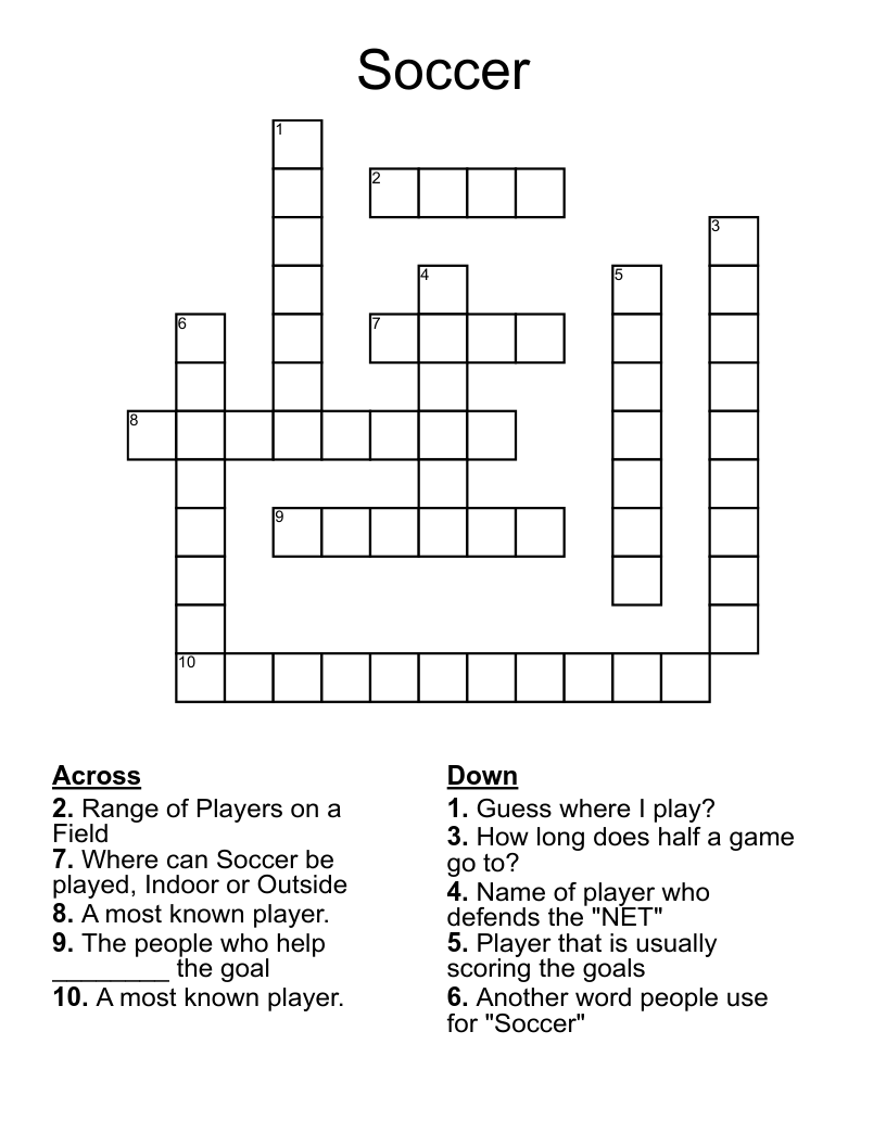 Soccer Crossword