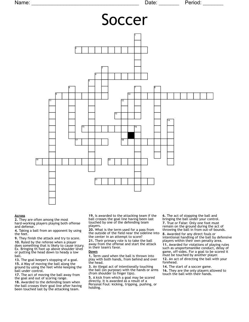 Soccer Crossword