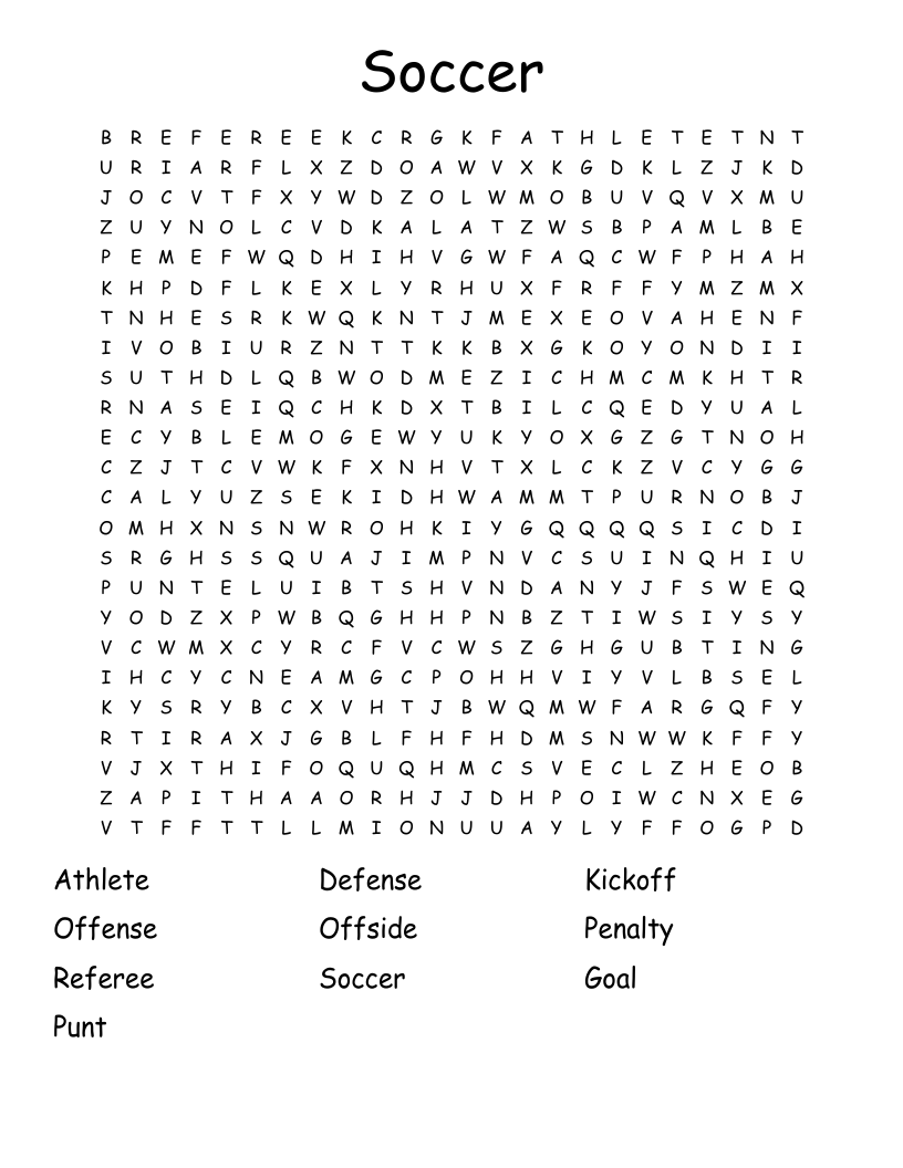 Soccer Word Search