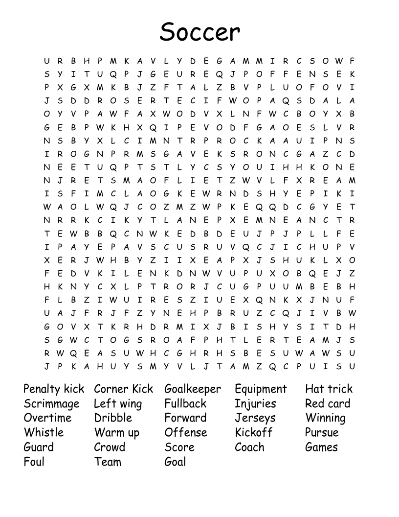 Soccer Word Search