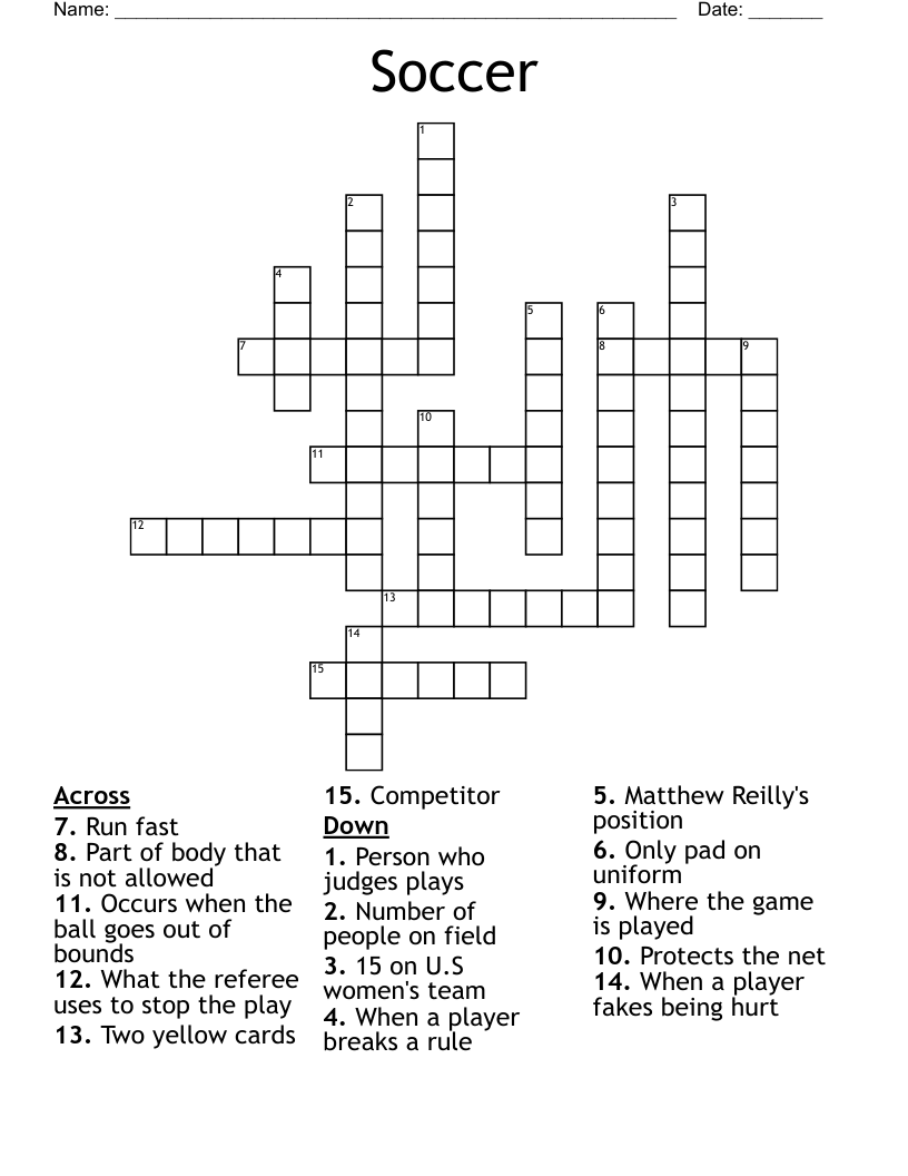 Soccer Crossword