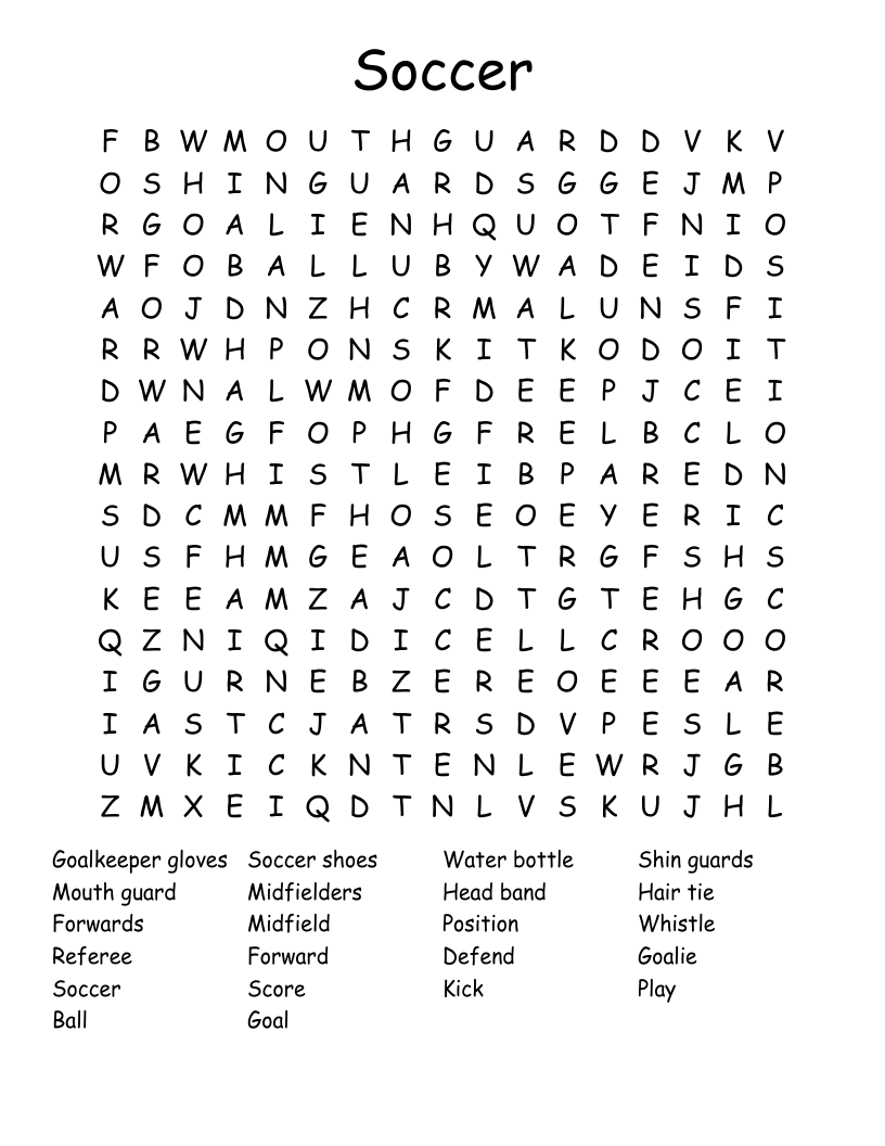 Soccer Word Search