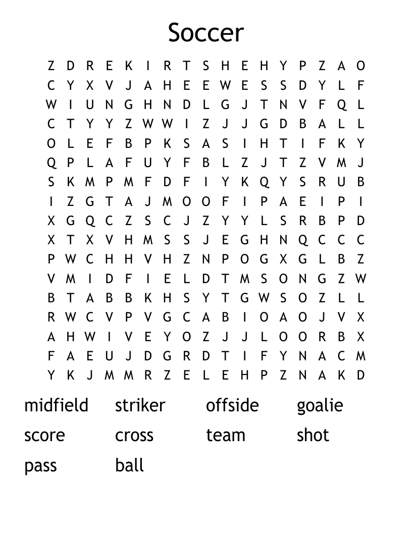 Soccer Word Search
