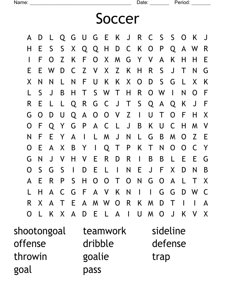 Soccer Word Search