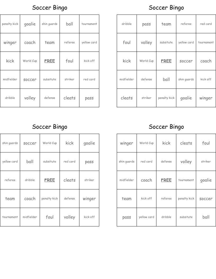 Soccer Bingo