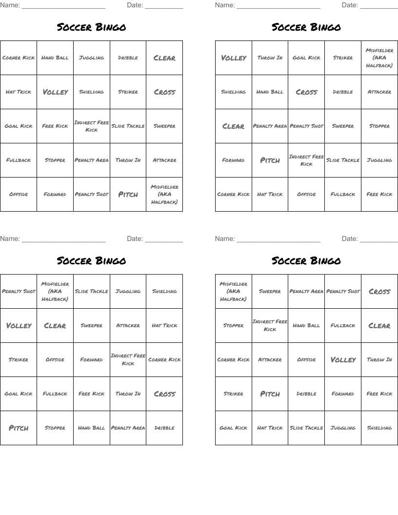 Soccer Bingo