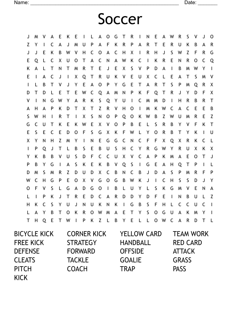 Soccer  Word Search