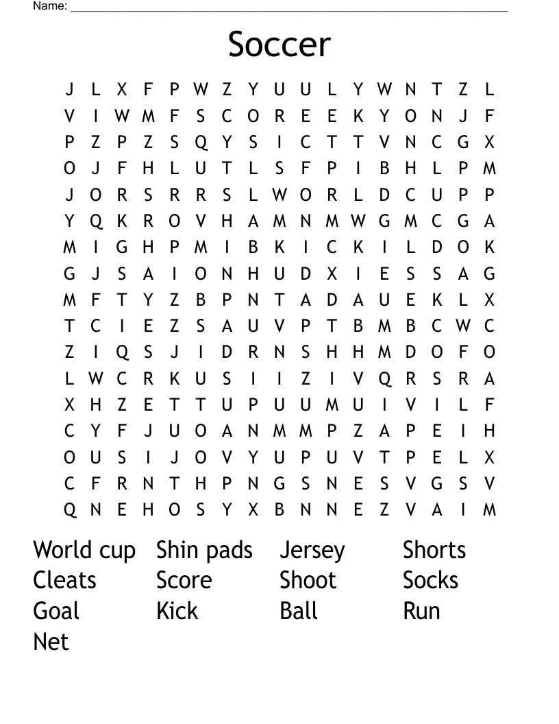 Soccer  Word Search