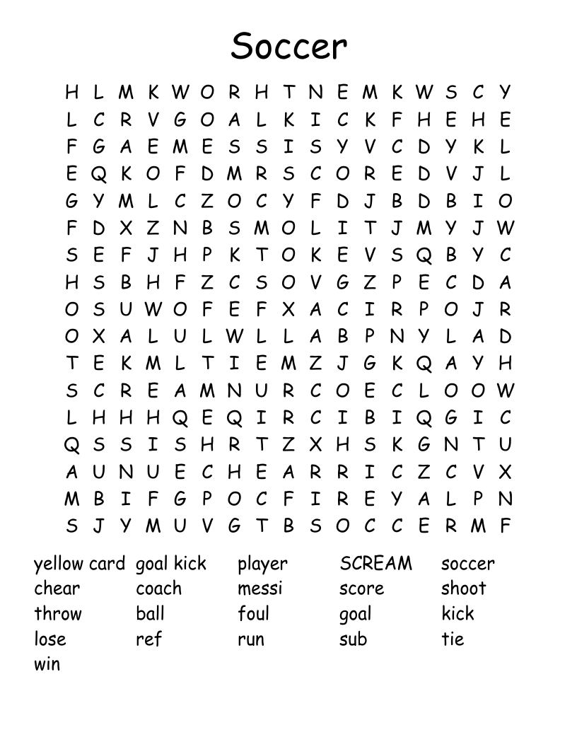 Soccer  Word Search