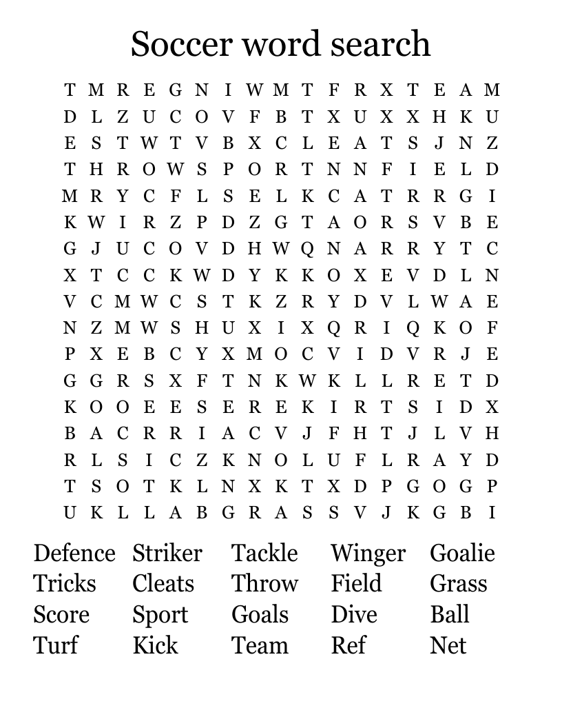 Soccer word search 