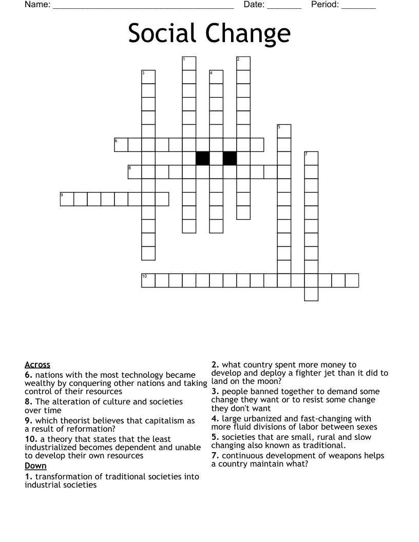 Social Change Crossword
