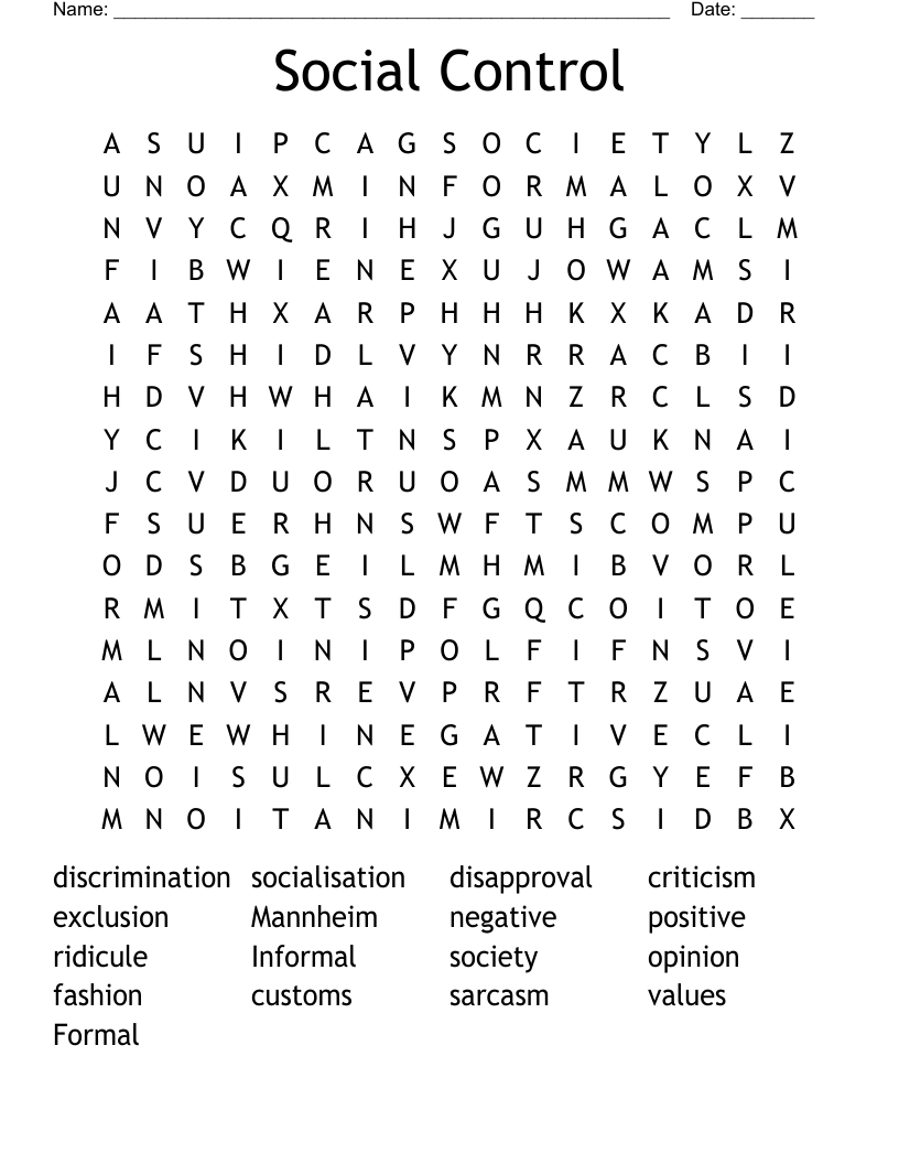 Social Control Word Search