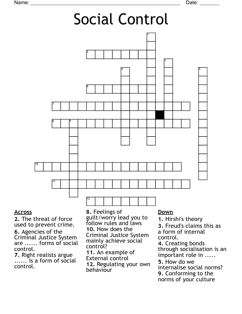 Social Control  Crossword