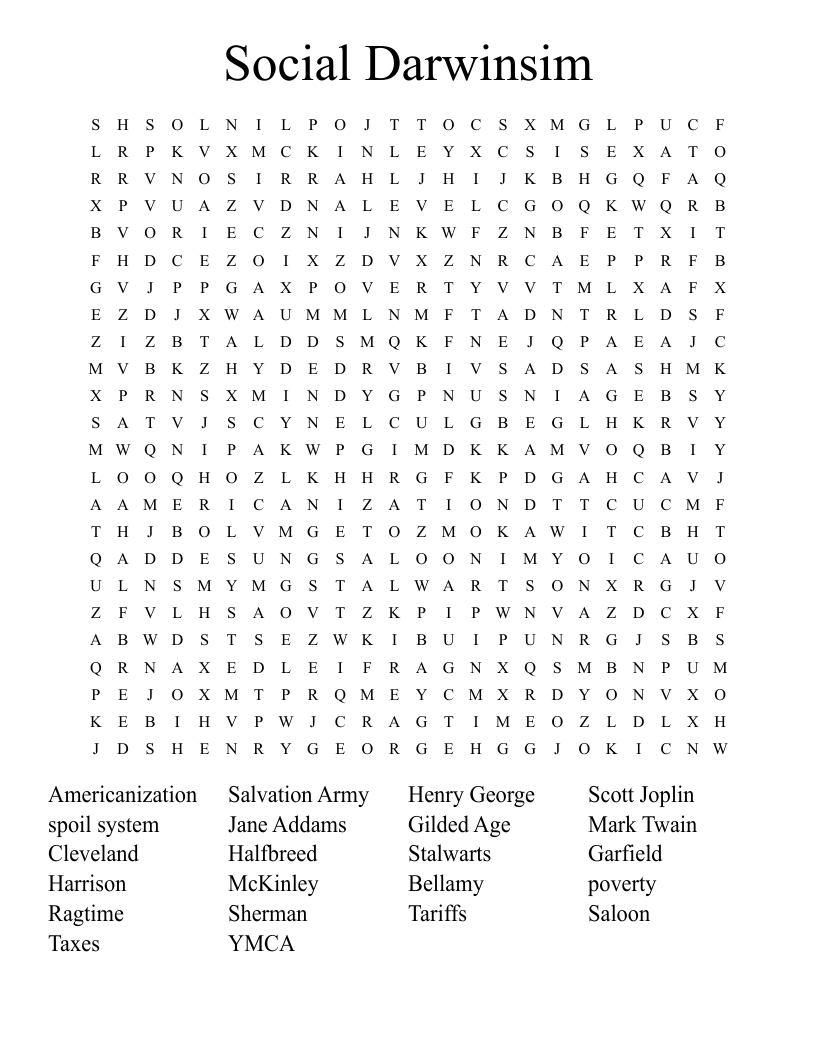 Social Darwinsim Word Search