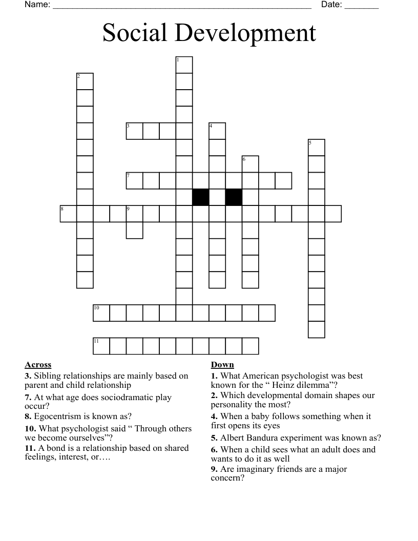 Social Development Crossword