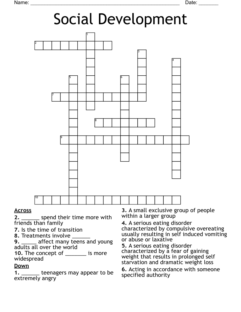 Social Development  Crossword