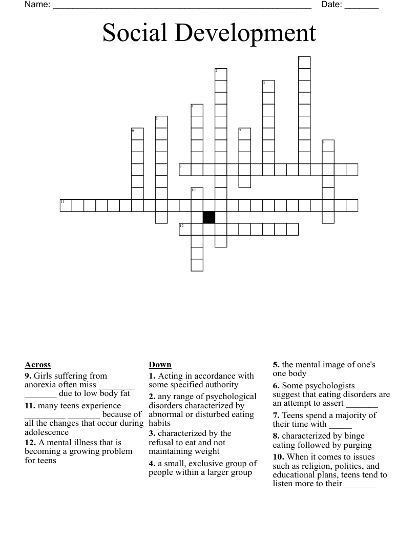 Social Development  Crossword