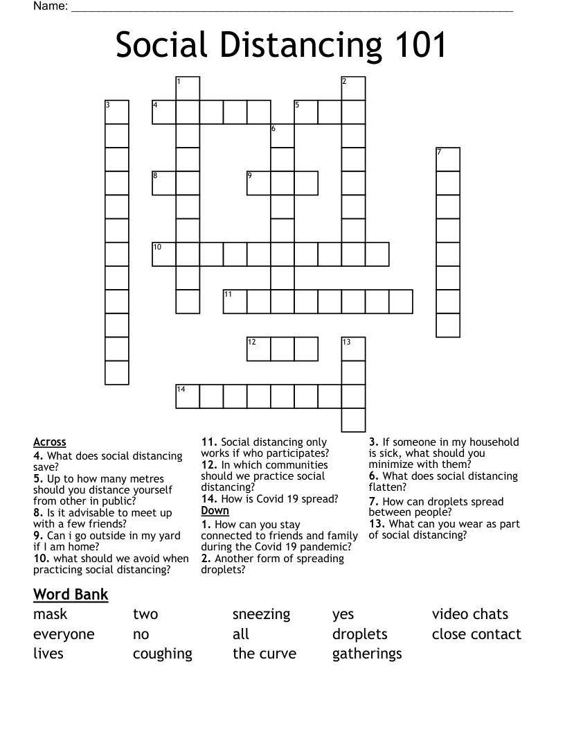 Social Distancing 101 Crossword