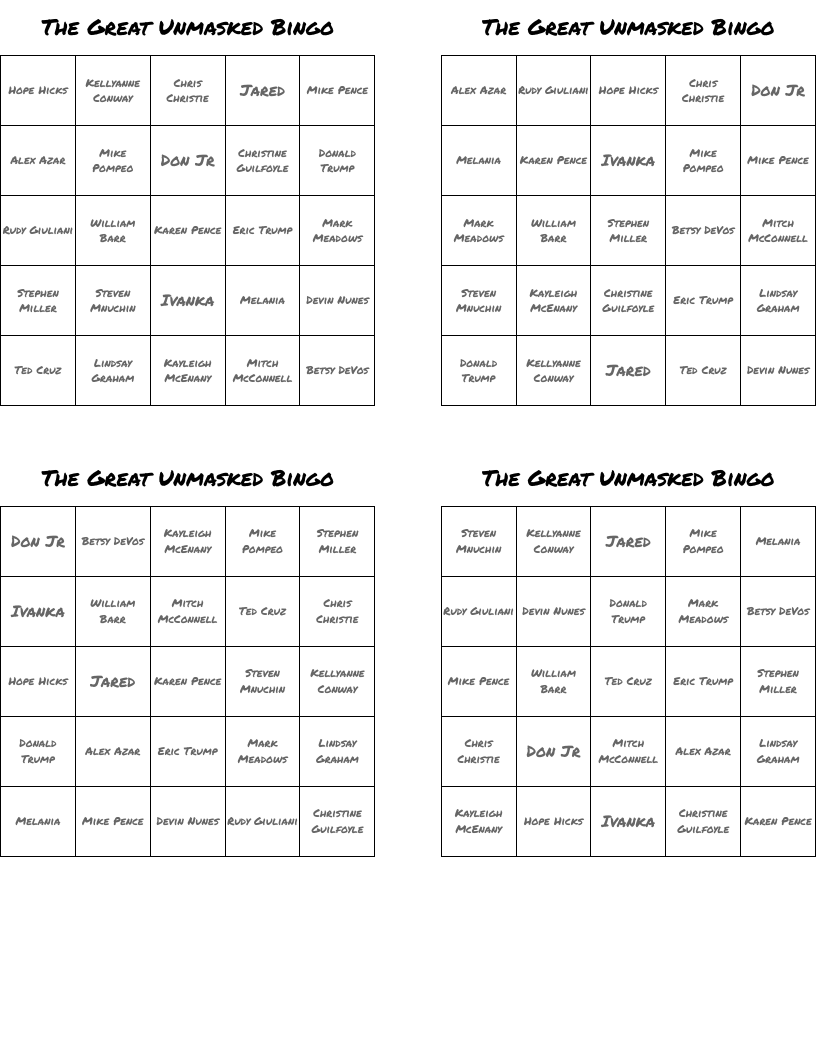 The Great Unmasked Bingo