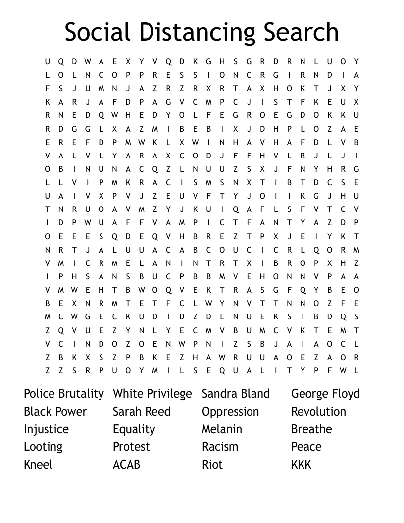 Social Distancing Search Word Search