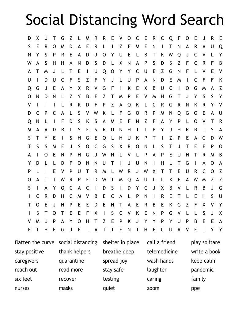 Social Distancing Word Search