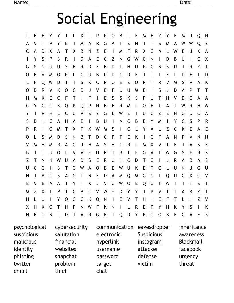 Social Engineering Word Search