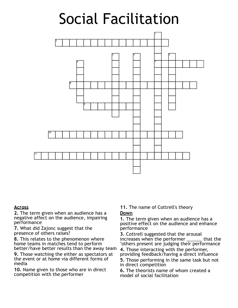 Social Facilitation Crossword