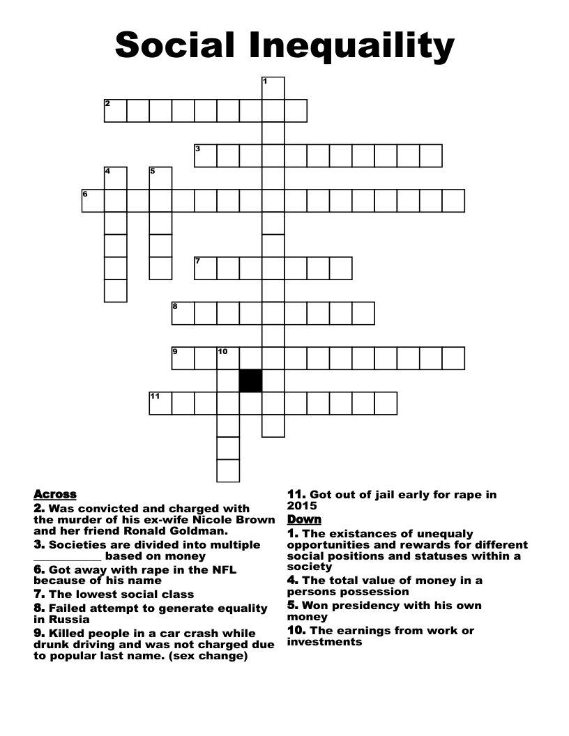 Social Inequaility  Crossword
