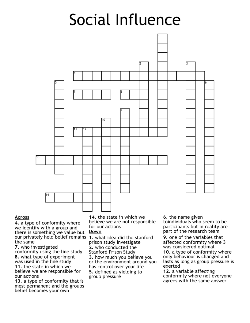 Social Influence Crossword
