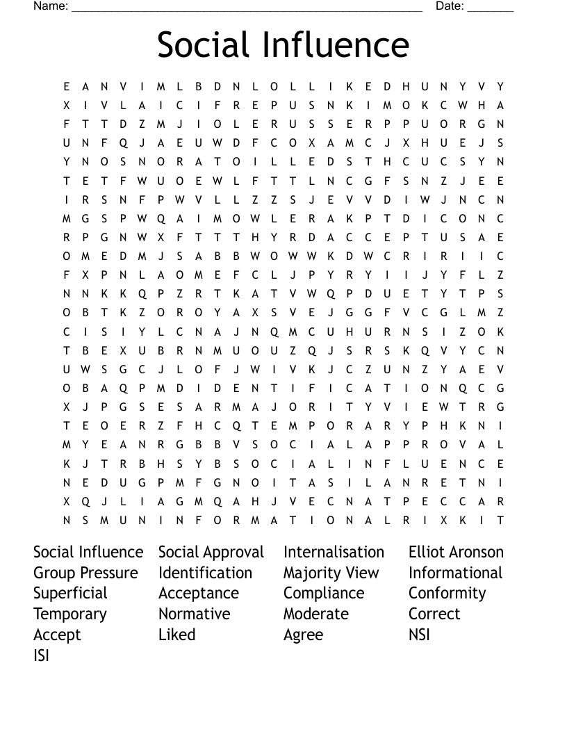 Social Influence Word Search