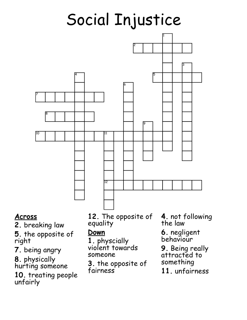 Social Injustice Crossword