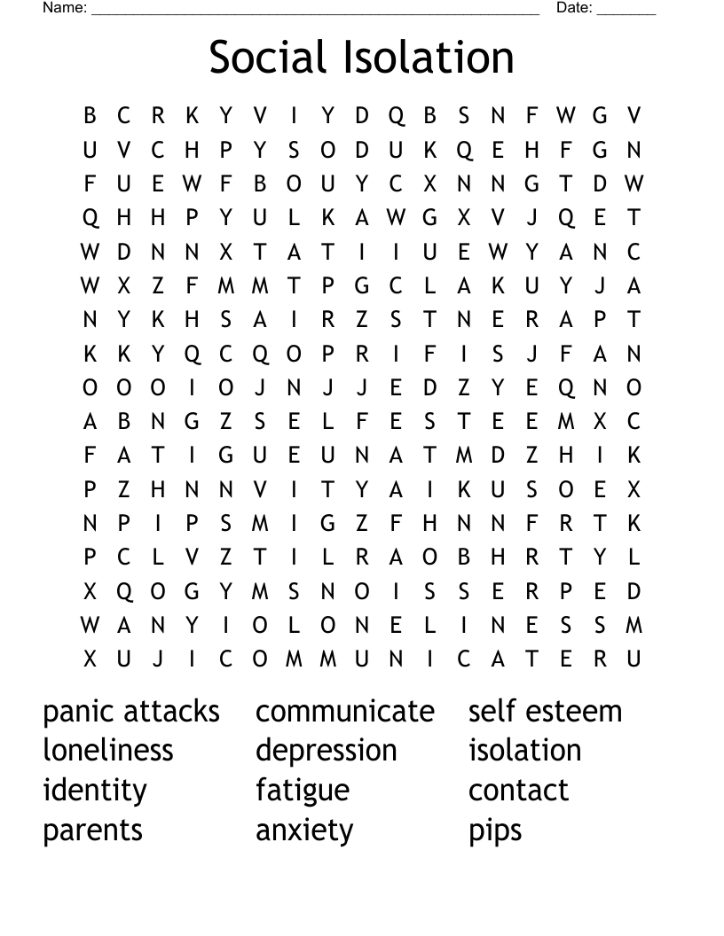 Social Isolation  Word Search