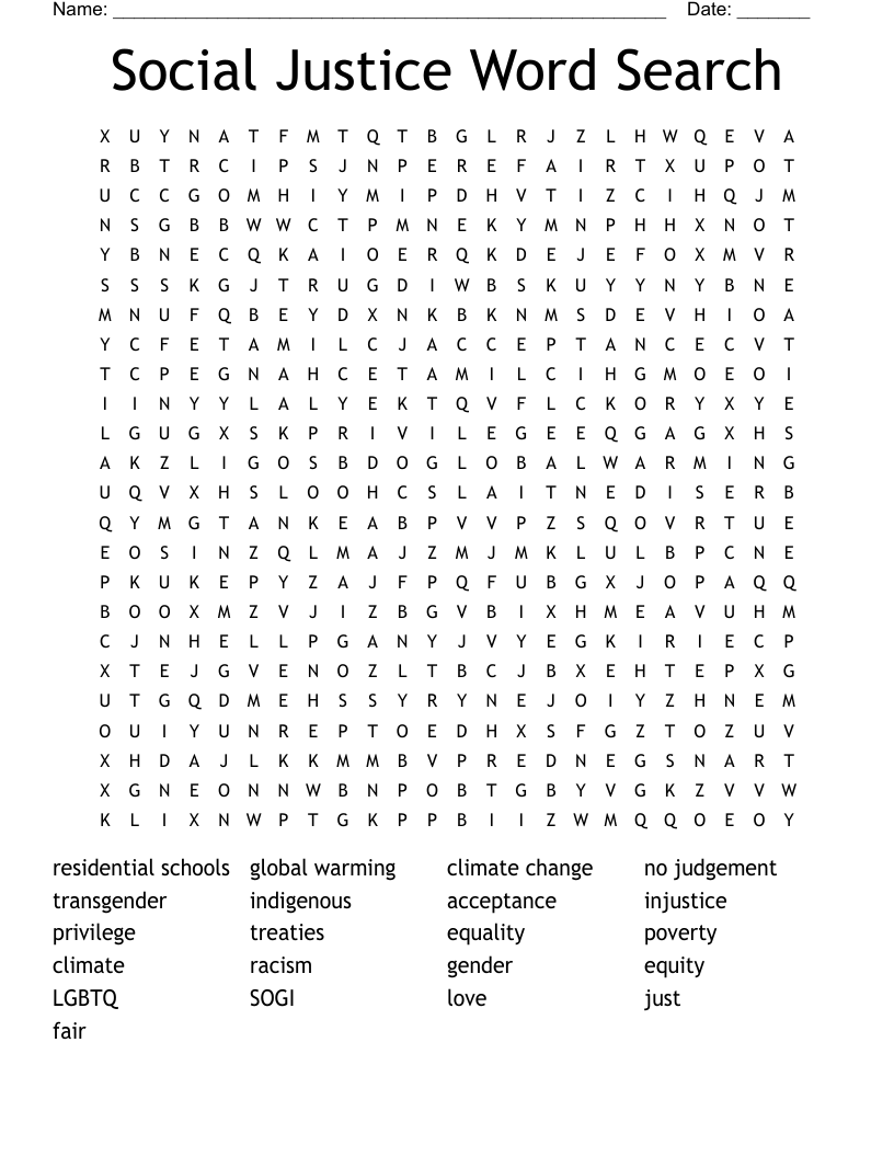 Social Justice Word Search