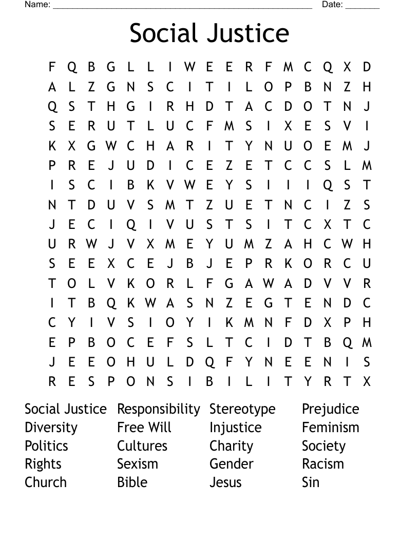 Social Justice  Word Search