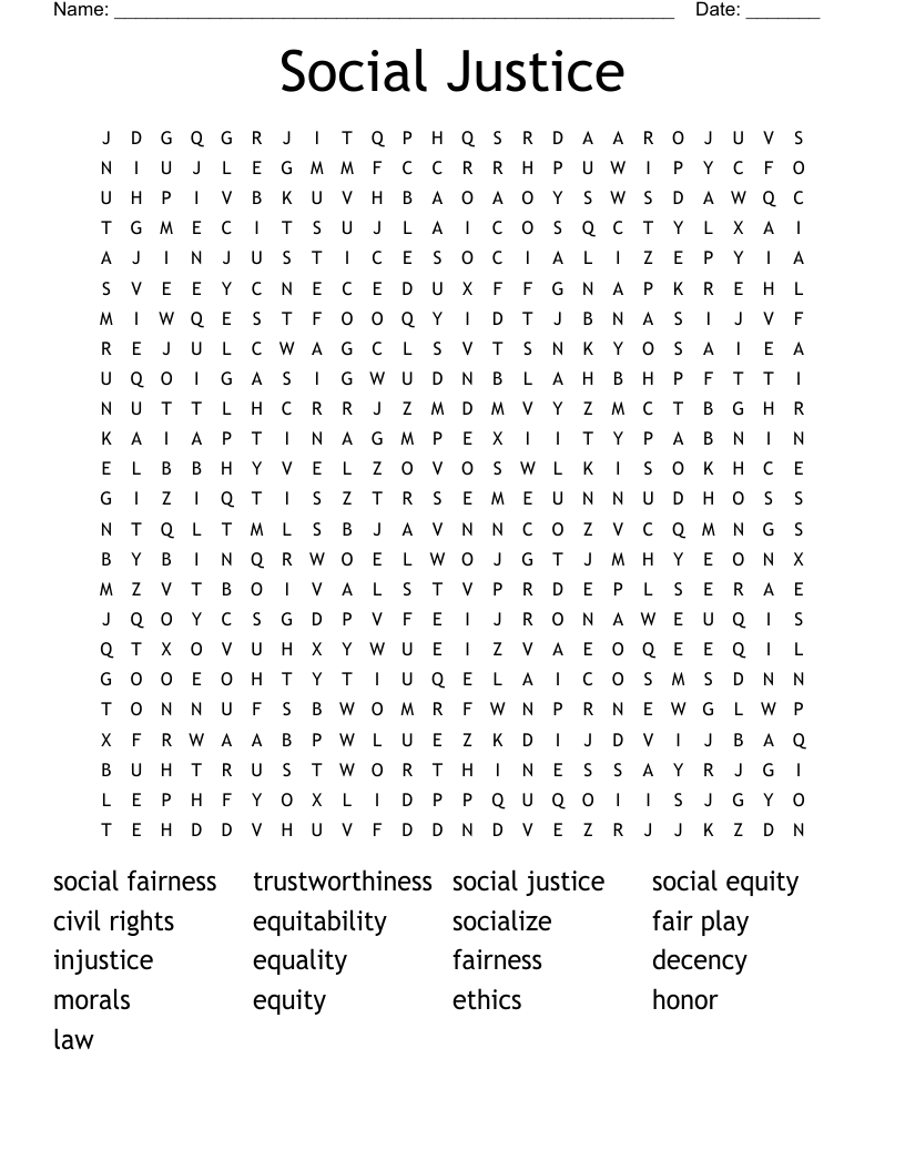 Social Justice  Word Search