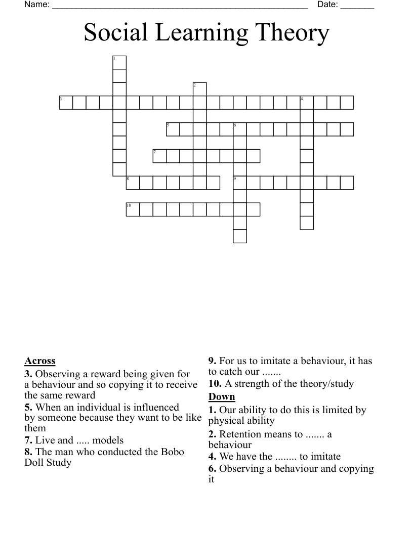 Social Learning Theory Crossword