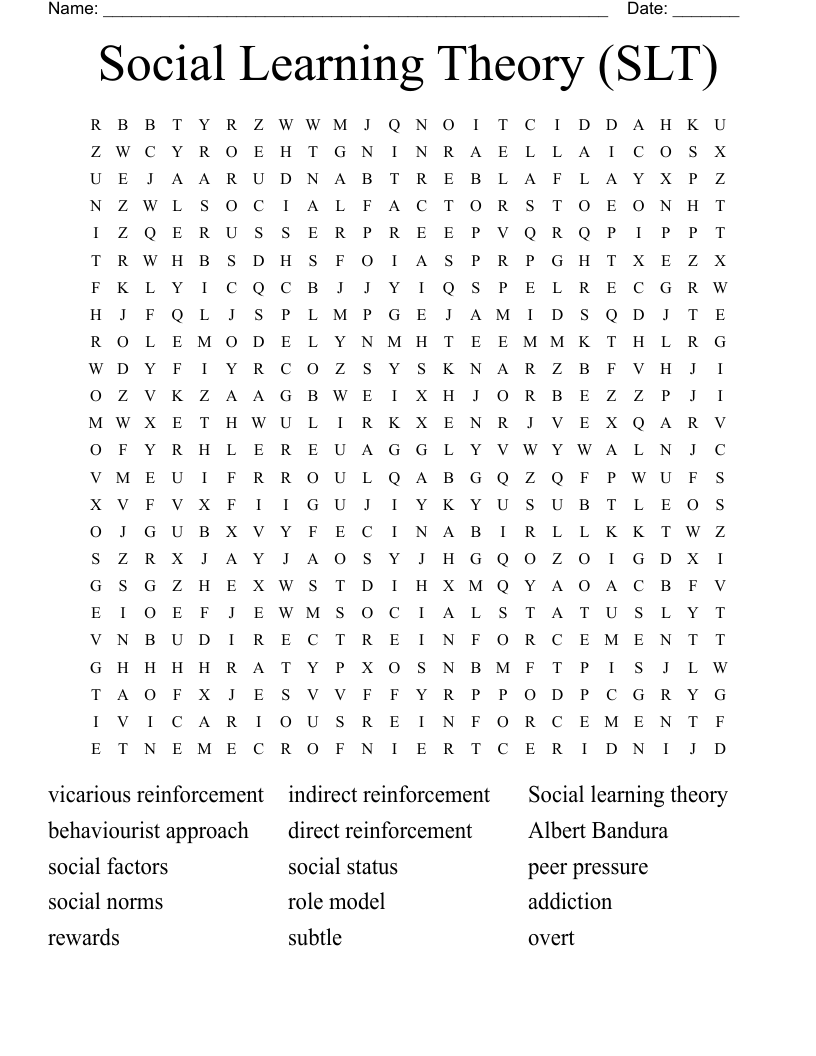 Social Learning Theory (SLT) Word Search