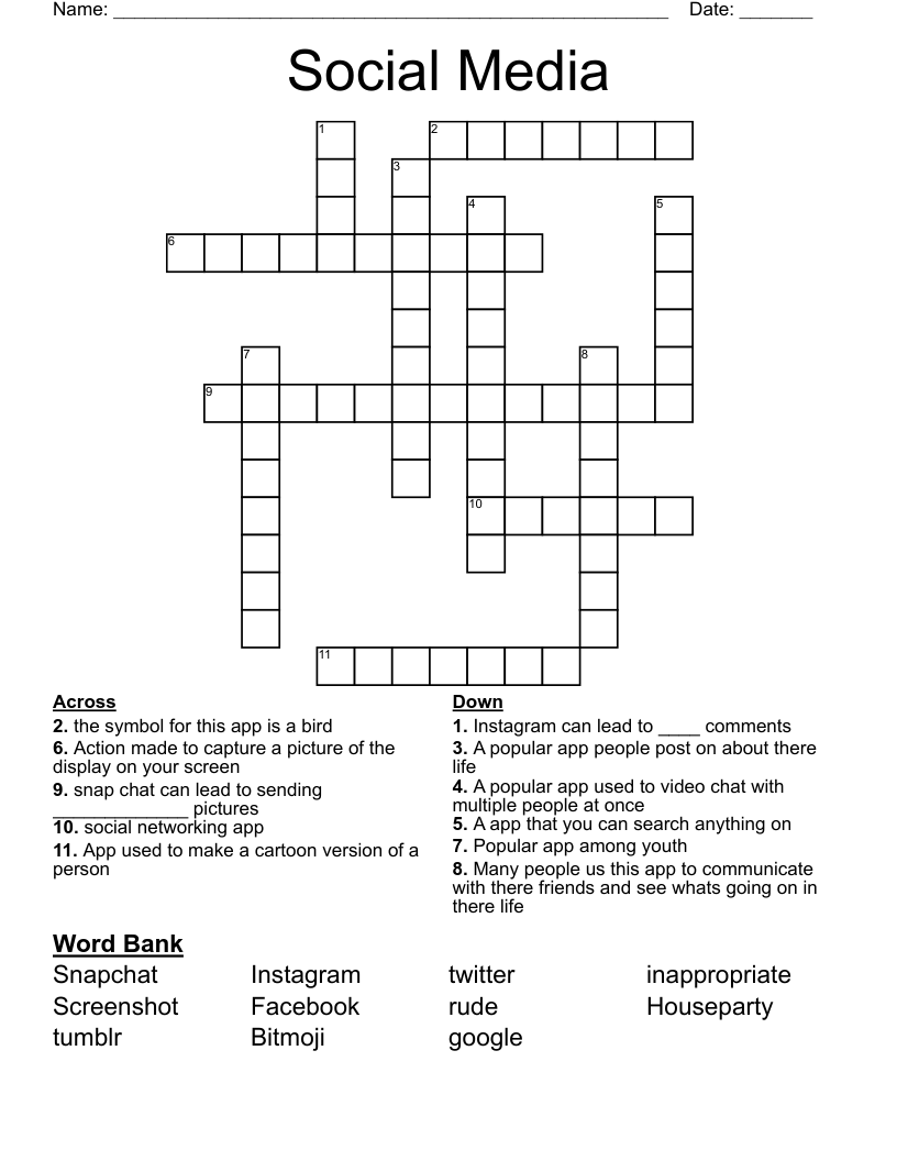 Social Media Crossword