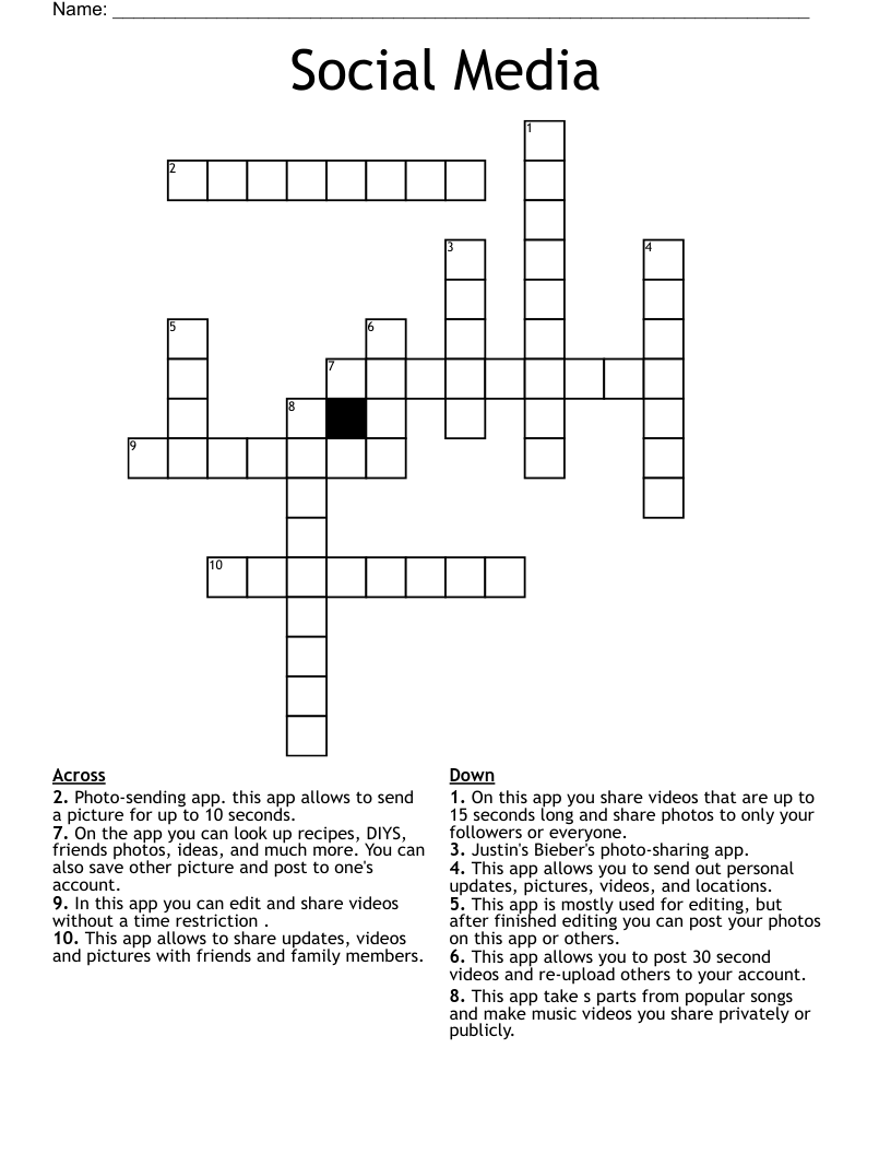 Social Media Crossword