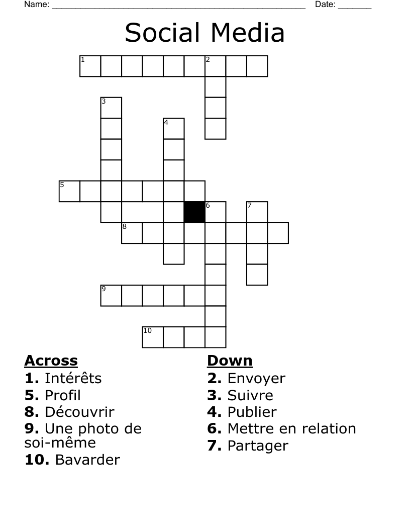 Social Media Crossword
