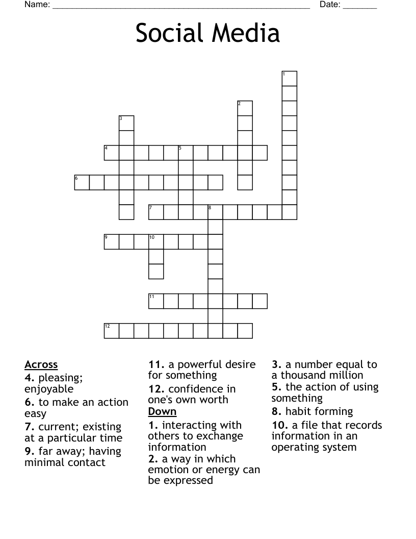 Social Media Crossword